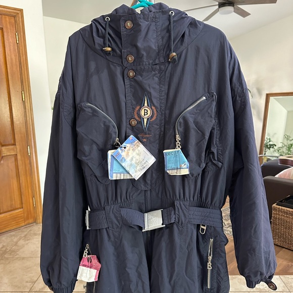 Vintage Retro BOGNER Ski Snow Winter Sports Snowsuit Navy Jumpsuit Size 46 - Picture 2 of 14